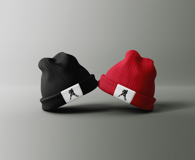 Merch design preview with hats