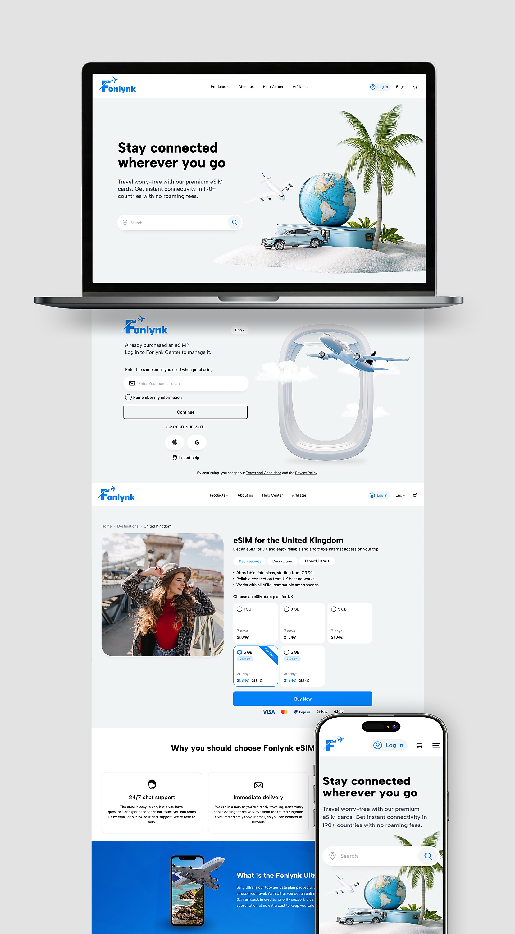 Fonlynk full web design mockup